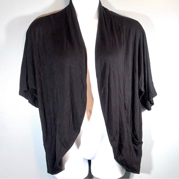Zenergy by Chico’s Black Open Front Cardigan Shrug Size 3 XL Stretch - Picture 2 of 9